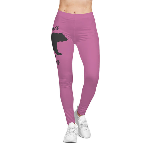 Casual Leggings with Bear Design, Cute Exercise Pants, Gift for Wildlife Lovers, Yoga Leggings, Animal Print Activewear