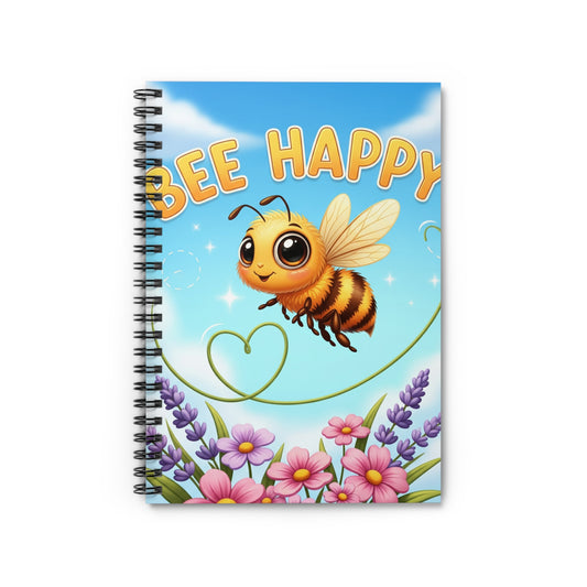 Bee Happy Spiral Notebook - Cute Bee Design, Perfect for Journaling, Back to School, Gifts for Kids, Nature Lovers, Stationery Gifts